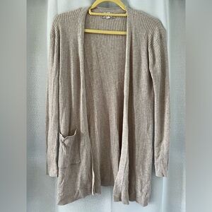 pink rose tan women’s sweater cardigan medium